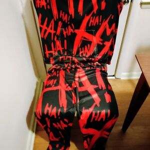 Men's Black and Red Graphic Jumpsuit